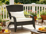 Cream White Outdoor All-Weather Rattan Fire Pit Chair with Soft Cushions Tall Curved Backrest for 72670839