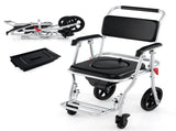 4-in-1 Commode Wheelchair Bedside/Shower/Raised Toilet Seat, 10" Wheels, Foldable, 02069961