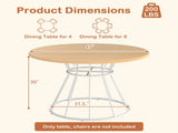 Natural 47" Round Dining Table , Family-Sized for 4-6 People, Hourglass Metal Base & Curved Tabletop 29145753