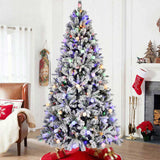 7.5ft Flocked Christmas Tree with 400L Colorful LED Lights with G45 ball, Realistic PEPVCHard 69213231