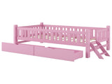 Wood Twin Size Platform Bed with Guardrail and 2 Drawers, Pink 58316824