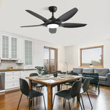 ZNTS 48 Inch Indoor Ceiling Fan With 5 Black ABS Blades Remote Control Reversible DC Motor For Living W882P195915