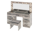 9-Drawer Table Set with 12 Tri-Color Light Bulbs and Power Strip Glass-Topped Particleboard 83721046
