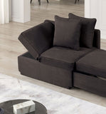 Convertible Chair 1pc Living Room Furniture Gray Fabric Adjustable Headrest Pillows Functional Chair B2741P299011