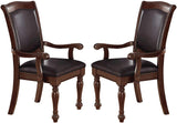 Royal Majestic Formal Set of 2 Arm Chairs Brown Color Rubberwood Dining Room Furniture Faux Leather B01180916