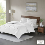 3 Piece Cotton Waffle Weave Comforter set White Full/Queen B03597060