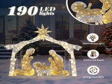 6ft Silver Roof 190LED Lights Nativity Scene Garden Jesus Decoration 74630382