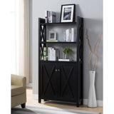 ZNTS Crosshatch Display, Home Storage Cabinet with Two Top Shelves, Two Door Cabinet in Black B107130845