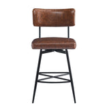26''Retro Swivel Counter Stools Set of 2,Brown Counter Stools with iron Frame,PU Sponge N780P199991B