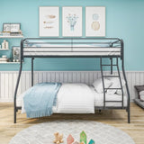 Heavy Duty Twin-Over-Full Metal Bunk Bed, Easy Assembly with Enhanced Upper-Level Guardrail, Black W840127266