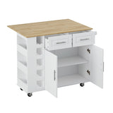 Multi-Functional Kitchen Island Cart with 2 Door Cabinet and Two Drawers,Spice Rack, Towel Holder, W757139001