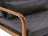 High Back Solid Wood Armrest Backrest Iron Frame Bronzing Cloth Indoor Leisure Chair Dark Grey 44411438