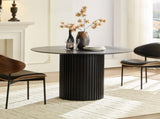 46.45 inch MDF Dining Table for Dining Room Round Dinner Tables Mid-Century Modern Table BLACK W876P263005