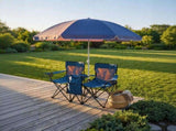 Portable Double Folding Beach Chair Set with Umbrella, 2-Person Outdoor Camping Chair with Cup 67251703