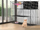 3Tier Wire Cat Playpen Cage, Modular Pet House with Hammock, Toy Ball, 3 Doors & 2 Ladders, for 59844447