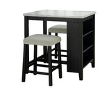 Dining Room Transitional 3pc Dining Set Gloss Table Top w Storage Shelves Side 2x Stools Black Ivory B2741P301902