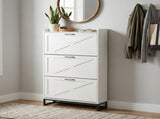 Barn door three-drawer cabinet with top panel shoe cabinet particleboard 80*24*145cm distressed 75533546