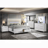 Glamorous Pearl White Finish Nightstand with Drawers Storage Durable Acrylic Legs Wooden Modern B2741P324365