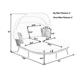 ZNTS 74.8" L Patio Daybed with Retractable Canopy, Outdoor Rattan PE Wicker Back Loveseat Sofa Set with 42521666