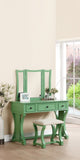 Unique Modern Bedroom Set w Stool Foldable Mirror Drawers Apple Green Color MDF Veneer 1pc B011111841