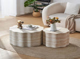 Set of 2 Round Coffee Tables for Living Room, Faux Mars Pattern Modern Minimalist Side Tables Accent W3040P382320