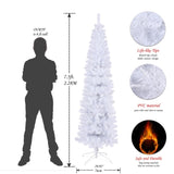 ZNTS 7.5FT White Slim Artificial Christmas Tree Includes Foldable Metal Stand 03440975