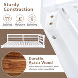 TOPMAX Acacia Wood Porch Swing Bed for Outdoor with Hemp Ropes - Full Size Patio Hanging Bed, 350lbs N717P265860K