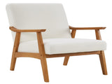Solid Wood Armrest Teddy Velvet Simple Single Indoor Lounge Chair Backrest Creamy-White 76732988