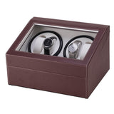 ZNTS Brown Leather Watch Winder Storage Auto Display Case Box 4 6 Automatic Rotation 27700804