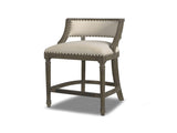 Paris 26.5" Farmhouse Counter Height Bar Stool with Backrest, Light Beige Linen B2719P238377