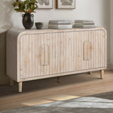 59'' Farmhouse Curved Vintage Storage Sideboard with Large Wooden Handles, Vertical Wood Grain W1445P214051
