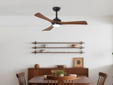 42" Solid Wood Blades Ceiling Fan with Lights Remote Control,Quiet DC Motor 3 Blade Ceiling Fans 6 W3596P460815