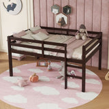 Full Rubber Wood Loft Bed with Ladder,Espresso W504P228818