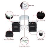 Foldable camping kitchen with 2-sided windshield pockets 88971357