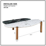 Faux Marble Coffee Tables Accent Tea Tables with Gold Metal Foot for Living Room Home Office W876P221049