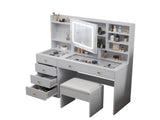 Pitted Particleboard With Triamine Coating, Tempered Glass Table Top, 5 Drawers, With Shelves, With 17307547