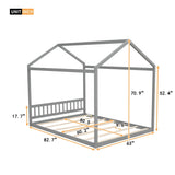 Queen Size Wooden House Bed with Headboard,Gray WF296086AAE