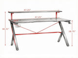 47 Inch Black Gaming Desk with Elevated Monitor Shelf Rotatable Cup Holder And Headphone Hook Racing 16299656