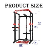 1000LBS Power Cage with LAT Pulldown & Multi-Grip Pull-Up Bar Olympic Squat Rack with Dip Handles 08786952