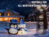 Set of 2 Lighted Plush Penguin and Snowman Christmas Decorations, Pre-lit Pull Up Holiday Decor with 71294454