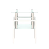 1-Piece Modern Tempered Glass Tea Table Coffee Table End Table, Square Table for Living Room, W241104206