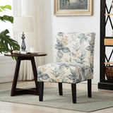 Capa Print Fabric Armless Contemporary Accent Chair, Blue Leaves T2574P164263