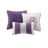 Printed Cotton Sateen Comforter Set Taupe Grey/Purple Twin/Twin XL B03596996