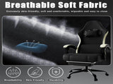 Ergonomic Gaming Chair with Pocketed Spring Cushion, Breathable Fabric Computer Chair with Footrest, 95937557
