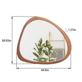 Solid Wood Mirror 45 Inch Asymmetrical Wall Mirror Wooden Framed Mirror Large Sized Dressing Mirror, W1435142944