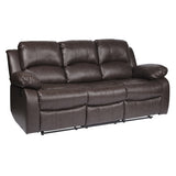 Comfortable Double Reclining Sofa 1pc Brown Color Bonded Leather Match Solid Wood Plywood Frame B01166579