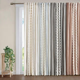 Cotton Printed Curtain Panel with Chenille Stripe and Lining B035129657
