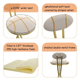 Round Bar Stools S-shaped Stripe Kitchen Stool Set of 2 Modern Velvet Upholstered Counter Chair for W1757P345494