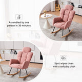 055-Teddy Fabric Upholstered Nursery Rocking Glider Chair Modern Accent Armchair Padded Seat with W527P228310