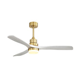 52 Inch Ceiling Fan With Dimmable Led Light 3 Solid Wood Blades Remote Control Reversible DC Motor W882P235358